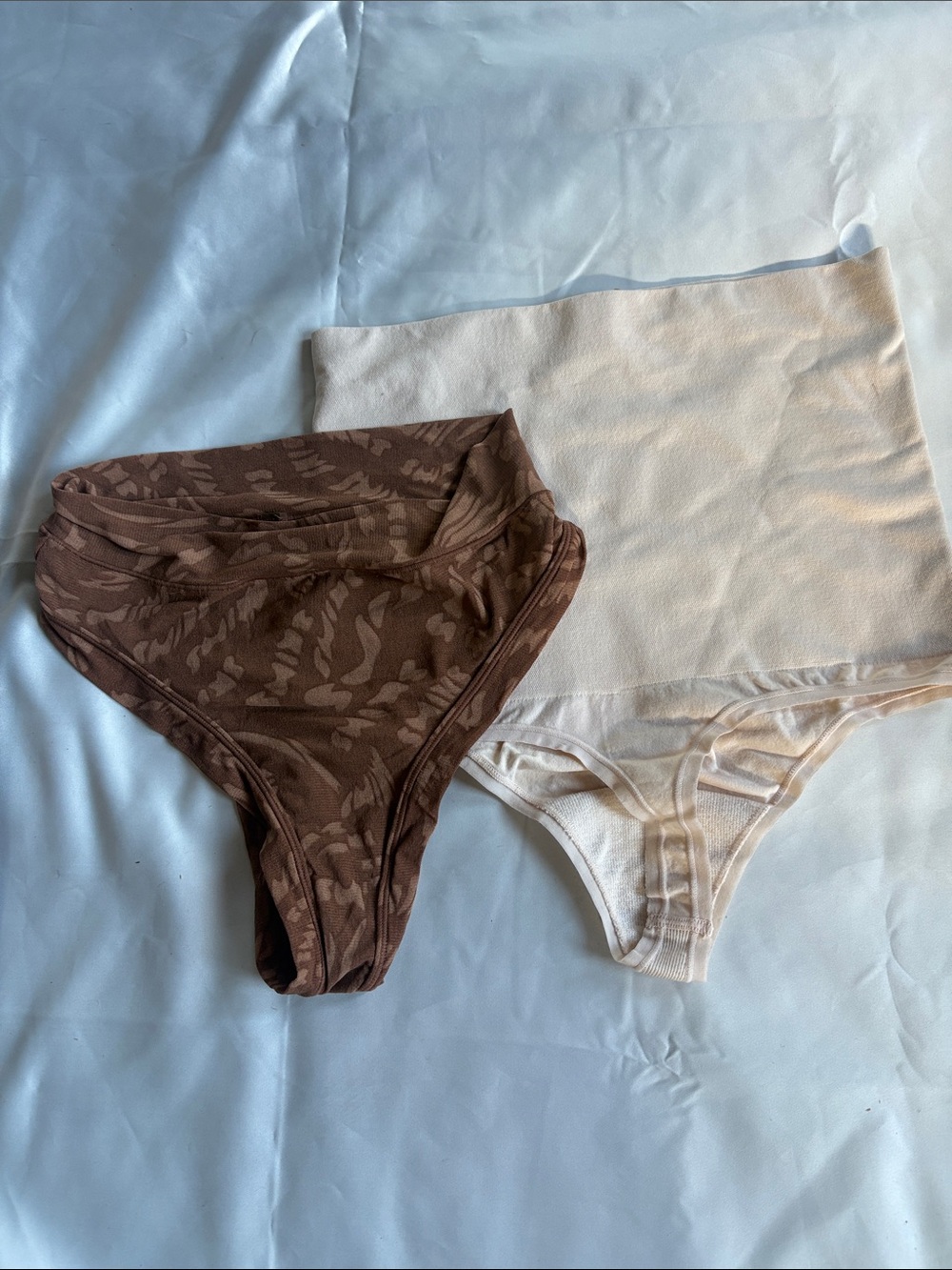 SKIMS Brown & Cream High-Waist Ribbed and Patterned Panties